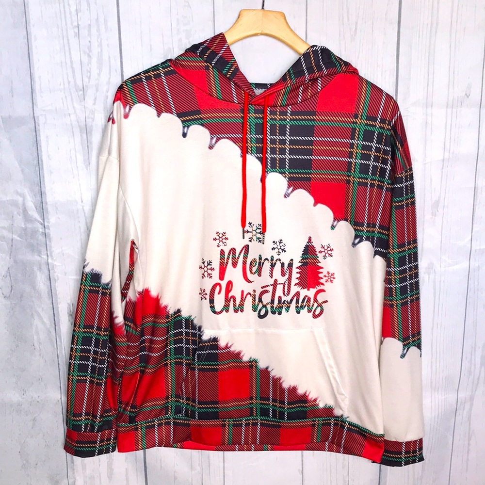 MERRY CHRISTMAS Pullover Hoodie Sweatshirt/Top for Women LARGE - PERFECT COND!